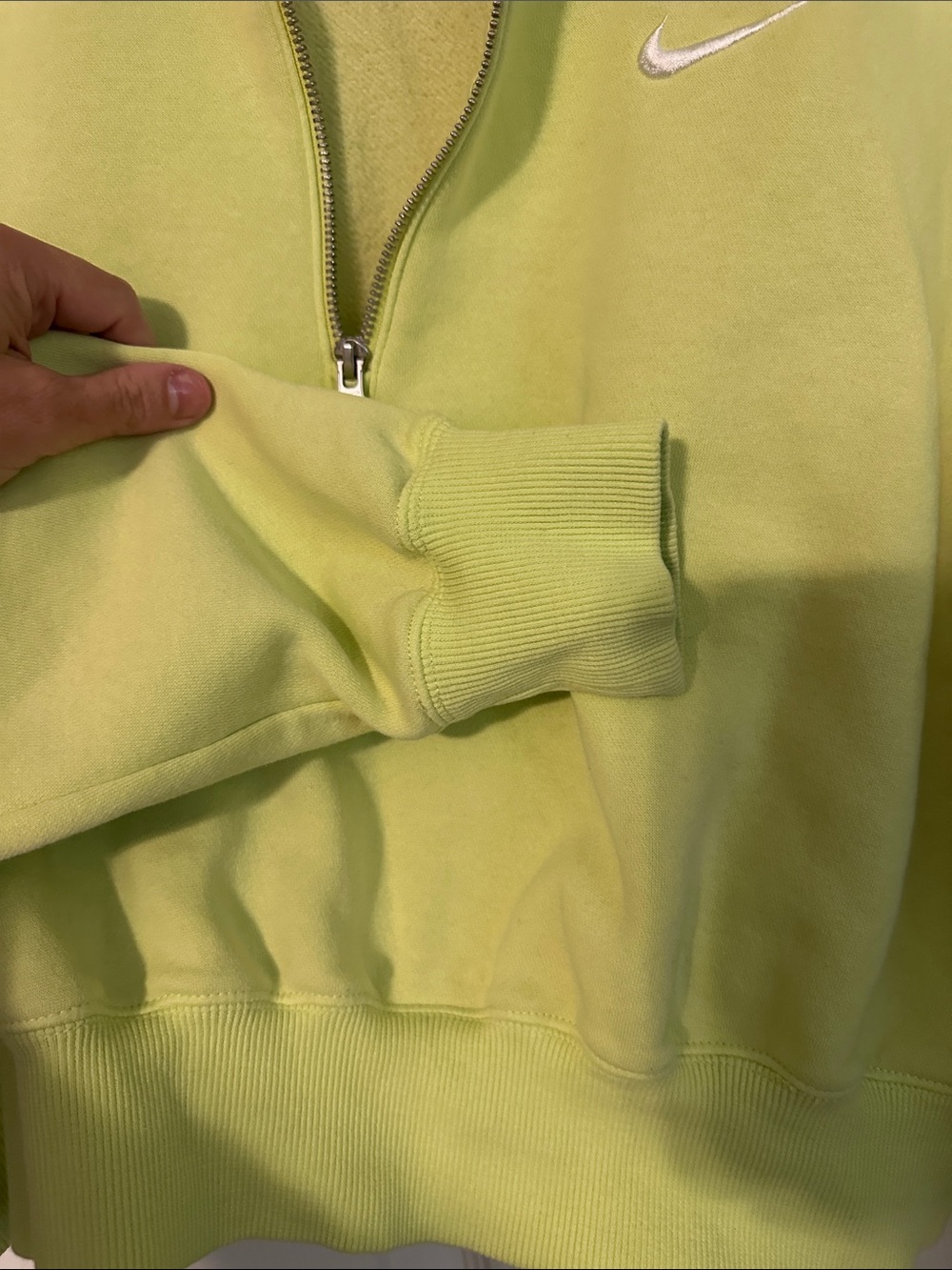 Nike Women's Lime Green Half-Zip Cropped Fleece Pullover - Picture 4 of 5